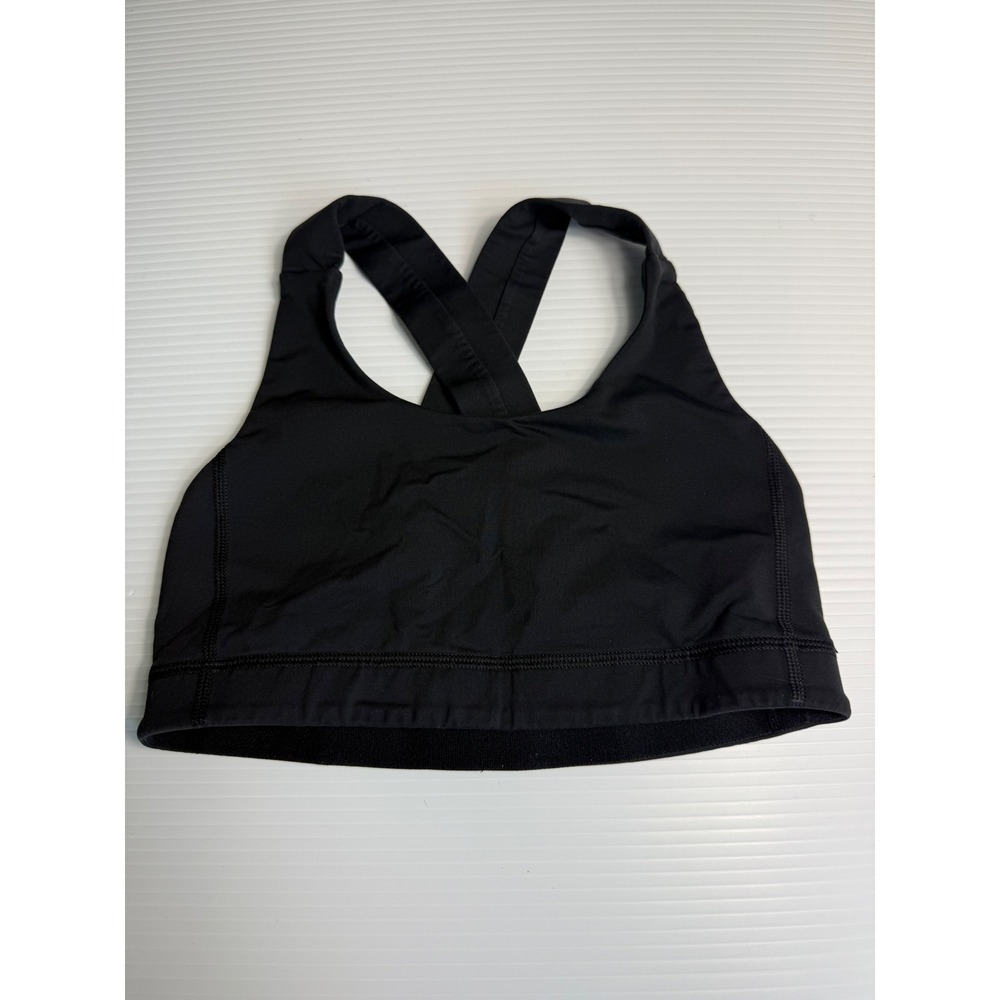 Lululemon Sports Bra Criss Cross Back Black Athletic Workout Top size 6